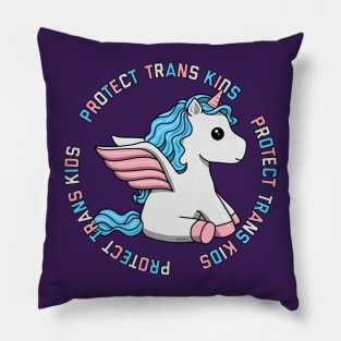 Protect Trans Kids Unicorn Pillow