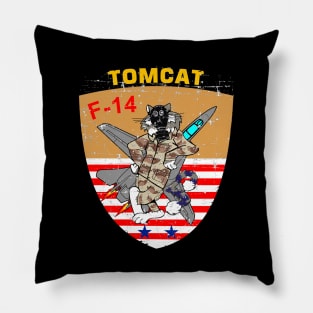 F-14 Tomcat - Operation Desert Shield - Grunge Style Pillow