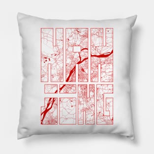 Nanjing, China City Map Typography - Oriental Pillow