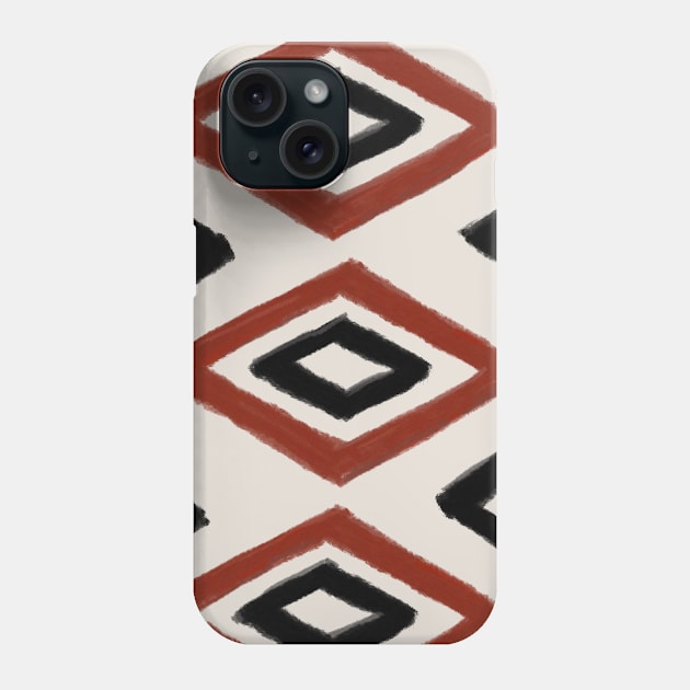 Boho Geometric Pattern in Rust Red and Black Phone Case by YourGoods