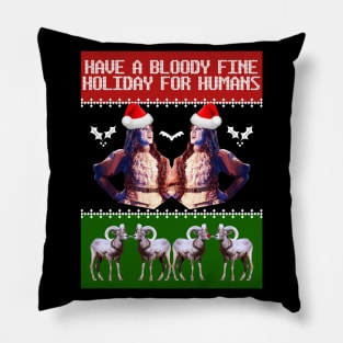 What We Do In the Shadows Christmas Sweater—Have a Bloody Fine Holiday for Humans Pillow