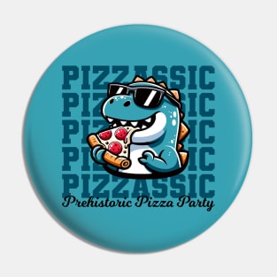 Pizzassic Prehistoric Pizza Party - Funny Dinosaur Pin