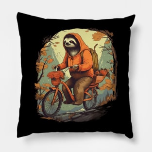 Fall Sloth on Bike Pillow