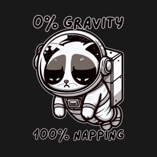 Tired Astronaut Cat - 0% Gravity, 100% Napping T-Shirt