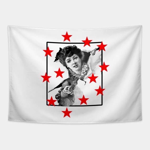 Red stars romantic girl Tapestry by Marccelus