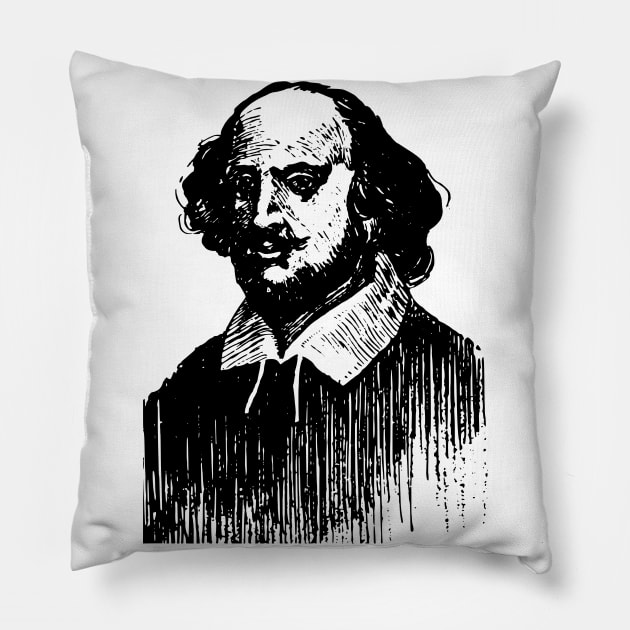 shakespear face Pillow by Tamie