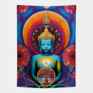 Young Buddha and the tree of life mandalas Tapestry