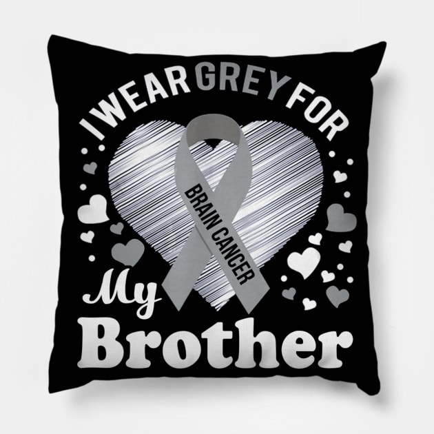 I Wear Grey For My Brother Brain Cancer Awareness Pillow by Antoniusvermeu