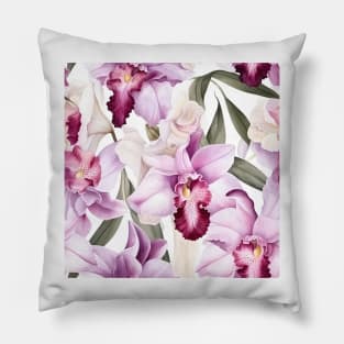 Watercolor Orchid Pattern 3 Pillow