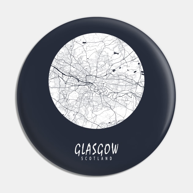 Glasgow, Scotland City Map - Full Moon Pin by deMAP Studio