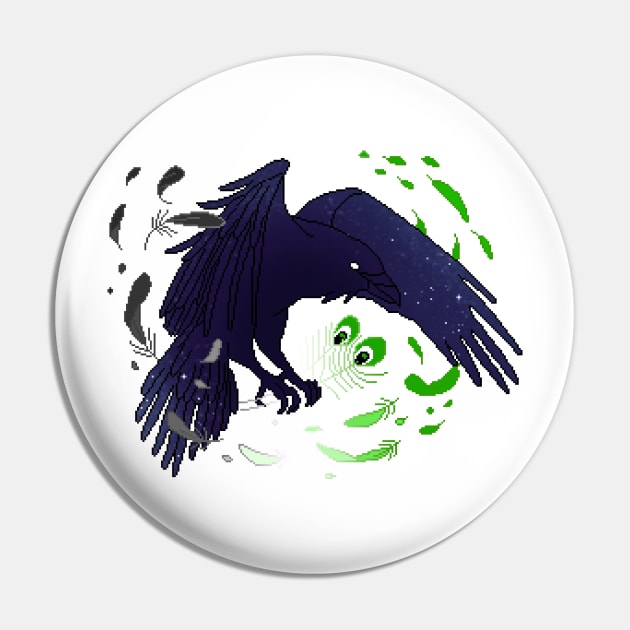 Aromantic Pride Flag Galaxy Raven Pin by Oceanic Scribbles