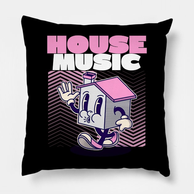 HOUSE MUSIC  - character (pink) Pillow by DISCOTHREADZ 