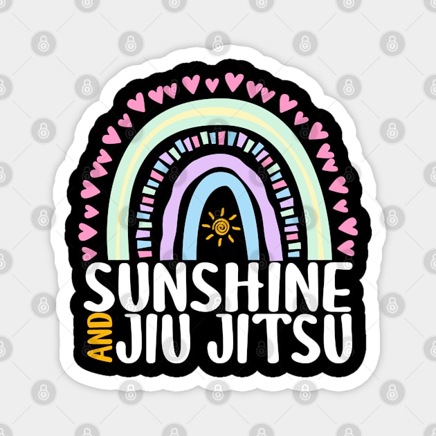 Sunshine and Jiu Jitsu Cute Rainbow Graphic for Womens Kids Girls Magnet by ChadPill