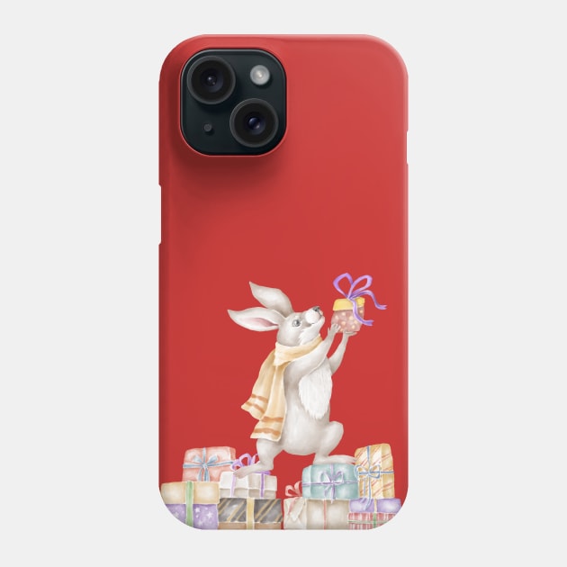 Xmas bunny with rabbits Phone Case by waltzart