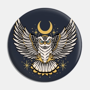 Retro Night Owl on the Attack Pin