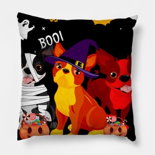 Trick Or Treat Boston Terrier Dog Halloween Gift Pillow