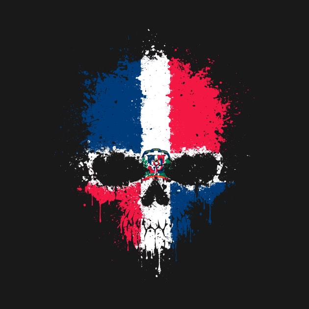 Chaotic Dominican Flag Splatter Skull by jeffbartels