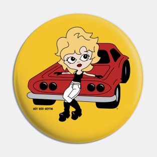 Hot Rod Hottie, Hot Rod Cartoon, Girl On Car Pin