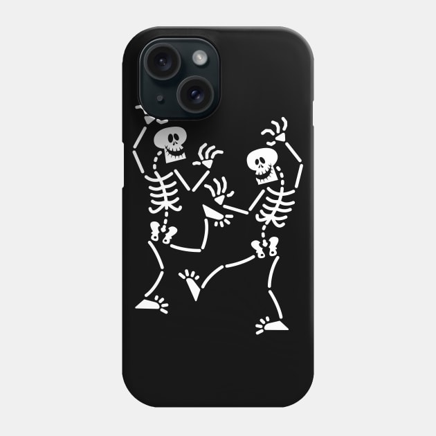 Funny skeletons dancing and having fun at Halloween Phone Case by zooco