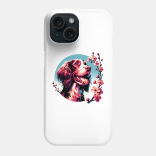 Joyful Field Spaniel with Spring Cherry Blossoms Phone Case