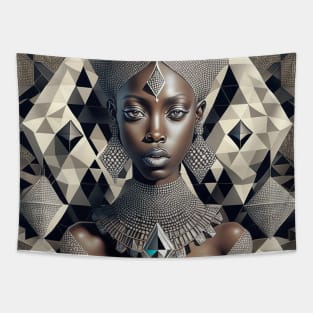 [AI Art] African Beauty with Diamonds, in the style of Escher Tapestry