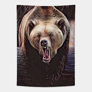 Angry bear Tapestry