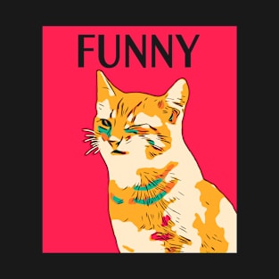 Funny Cats Portrait Wink Digital Art T-Shirt