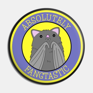 Illustrated Bat Absolutely Fangtastic Animal Pun Pin