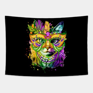 Cat Mardi Gras Girls Cat Lover New Orleans Tapestry