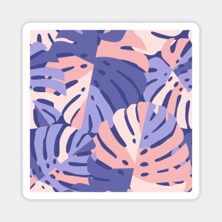 Color Block Monstera Leaves - Purple + Pink Magnet