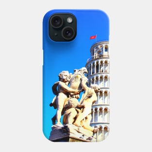 The Fountain with Angels and the Leaning Tower of Pisa at the Square of Miracles Phone Case