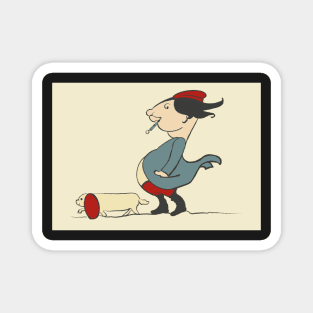 Funny man on a windy day dog walk Magnet