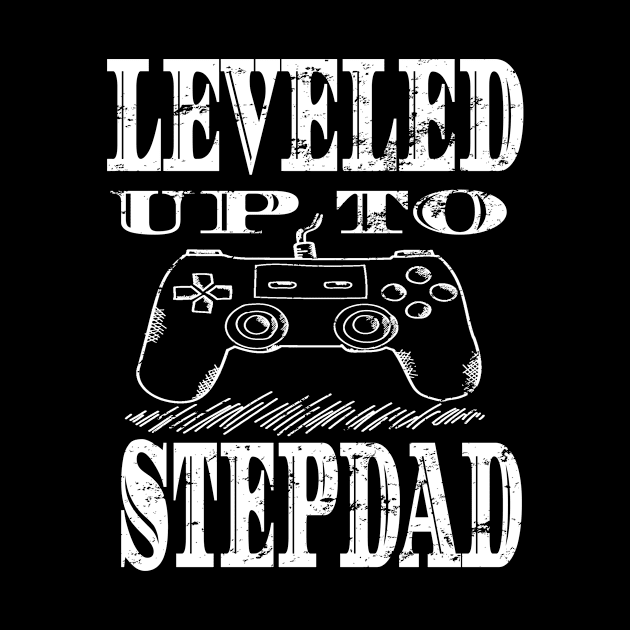 Mens Leveled Up To Stepdad Funny Gaming design by KnMproducts