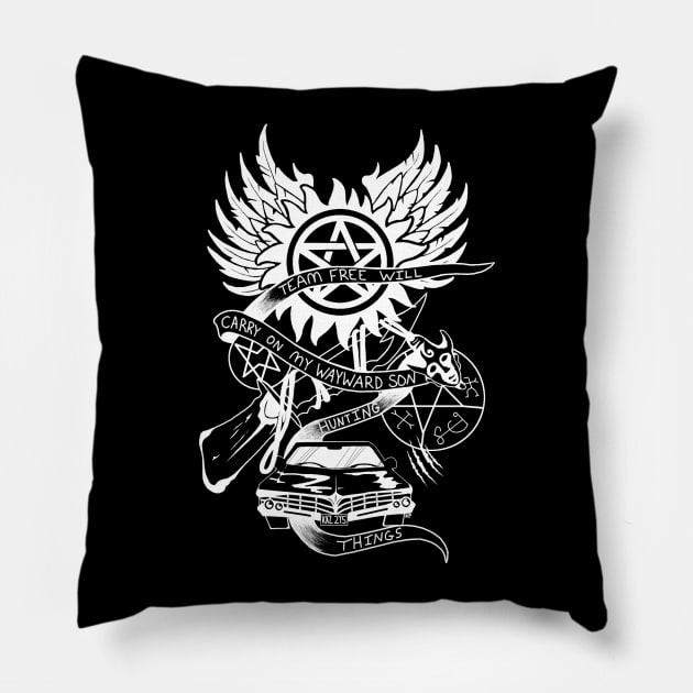 Carry On My Wayward Son Pillow by dalmation1080