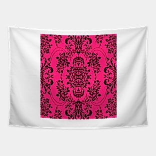 Black flowers on pink background Tapestry