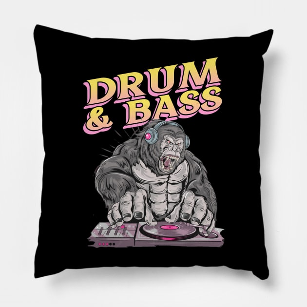 DRUM & BASS (ape) Pillow by DISCOTHREADZ 