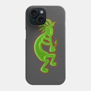 Kokopelli 420, Green Bubble, Red Glow Phone Case