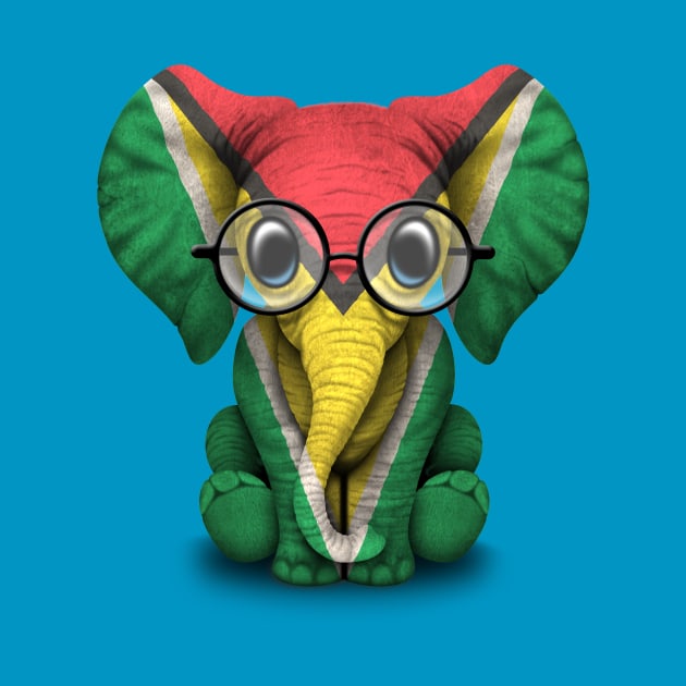 Baby Elephant with Glasses and Guyanese Flag by jeffbartels