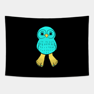 Blue Owl with Human Feet Tapestry