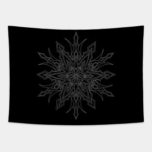 SYM STAR-TRIBAL- SNOWFLAKE DESIGN WHITE OUTLINE-TEEPUBLIC Tapestry