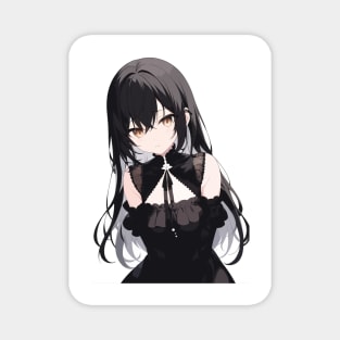 anime girl in black dress Magnet