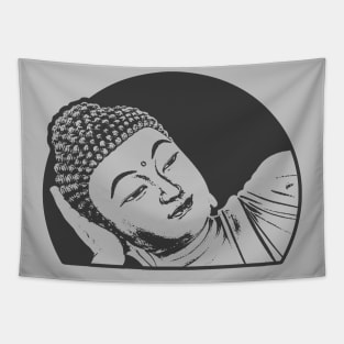 Reclining Buddha Art Black Color Tapestry