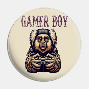 Busy marmoset monkey playing video game Pin