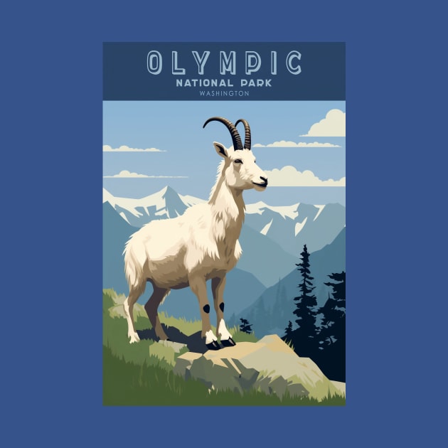 Olympic National Park Vintage Travel Poster by GreenMary Design