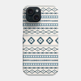 Aztec Mixed Motifs Pattern Blues on Cream Phone Case