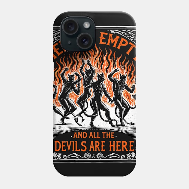 Shakespeare Quote - Vintage Theatre - Devil Woodcut Phone Case by QuirkyInk