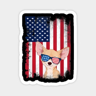 Chihuahua American Flag 4th Of July Vintage Magnet