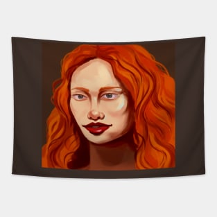 Red haired girl portrait print Tapestry