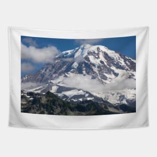 Clouds Over Snow Covered Mountain Mount Rainier National Park Tapestry