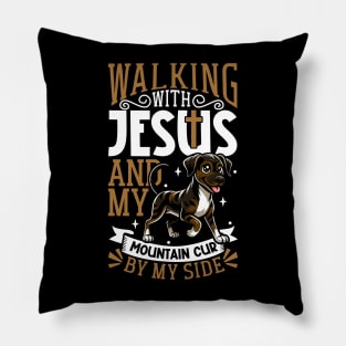 Jesus and dog - Mountain Cur Pillow